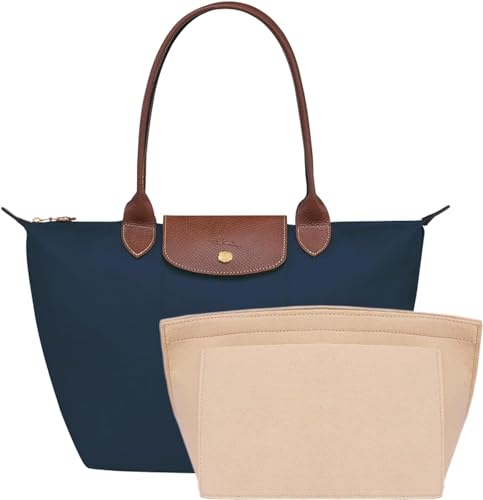 Umiup Tascheneinsatz-Organizer für Longchamp Geldbörse, Filz Taschenorganizer, Bag in Bag Organizer, Multi-Pocket Taschen Organizer (Beige, Medium)