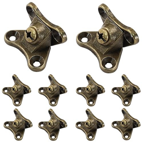 Hordion 10 staffe angolari rimovibili, a farfalla, ad angolo retto, con viti in acciaio inox, per mobili in legno, armadietti, tavoli, sedie, colore bronzo