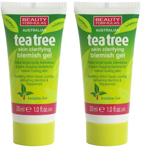Australian Tea Tree Skin Clarifying Blemish Gel 30ml (2 Pack) - Fast-Acting Acne Control Treatment for Clear Skin - Natural Anti-Blemish Cleanser with Tea Tree Oil.