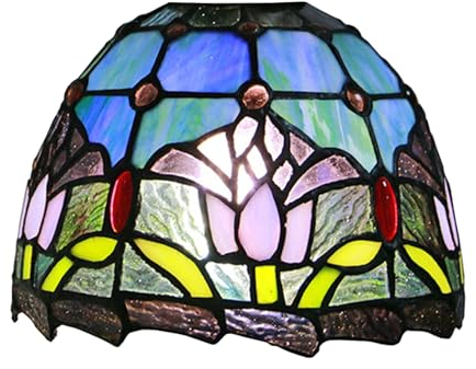 AIBOTY Reemplazo de Pantallas de lámparas de 8 Pantalla de lámpara de vidriera Tiffany Solamente Abertura de Ajuste de 1-5/8 para lámpara de pie arqueada Lámpara de antorcha Colgante,Tulip