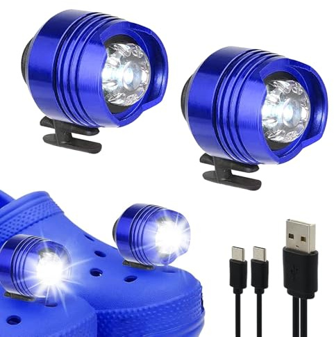 Rechargeable Headlights for Shoes, 2PCS Shoe Charm Light with 3 Light Modes | Shoe Charm Headlights, Camping Accessories Shoe Lighs, IPX5 Waterproof Shoe Decoration Lights for Walking Festival Gift