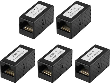Rj45 Connector Cat6 Ethernet Coupler 5pcs Lan Cable Adapter Powerline Network Extender Female to Female Ethernet Joiner Cat 6 Cate6 Cat5e In Line Pass Through Connectors