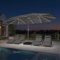 PURPLE LEAF Sombrilla de jardín exterior 455 x 270 cm de aluminio, gran sombrilla doble con LED y pie, para terraza, jardín, balcón y piscina, gris claro, Modèle avec LED