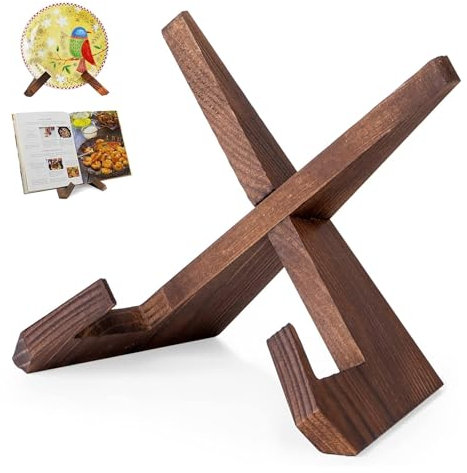 PSFXBM Recipe Book Stand - Wooden Cookbook Holder for Reading, Tablets, Magazines & Crafts