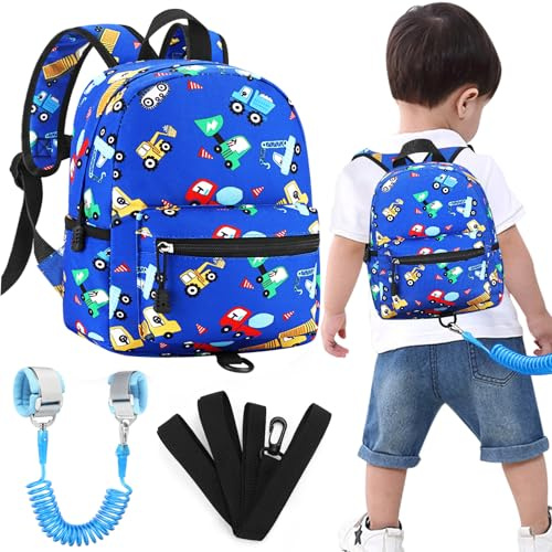 Accmor Kleinkind-Rucksack mit Leine, niedlicher Kinder-Rucksack mit Anti-Verlust-Handgelenk-Verbindung, Mini-Baby-Rucksack, Leine, Gehgeschirr für Outdoor-Reisen, kleiner Bagger-Rucksack, Halteschutz