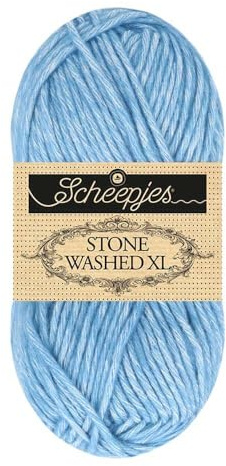 Scheepjes Stone Washed XL Aran Weight Yarn 50g | 70% Cotton 30% Acrylic Blend | Super Soft Heathered Yarn for Knitting, Crochet & Amigurumi Projects (885 Royal Azurite)