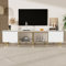 HAINEW TV Schrank TV Lowboard mit 2 Glas Türen und 2 Holz Türen, Moderner 170cm Lang TV Tisch Fernsehtisch Fernsehschrank mit Goldene Beine, Steh- und Wandmontage TV-Schrank, Weiß