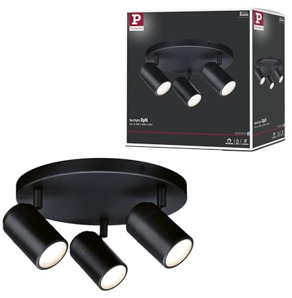Paulmann 66776 Spotlight Zyli IP44 GU10 230V max. 3x10W dimmbar Schwarz matt