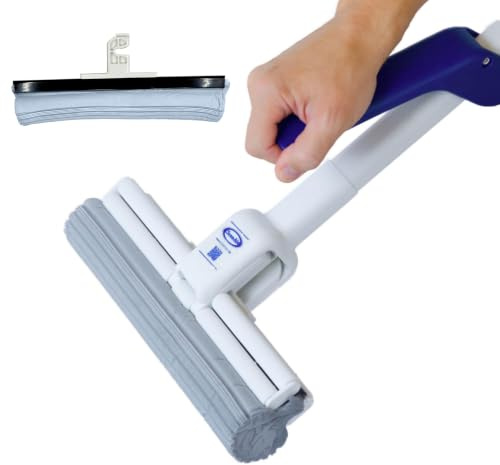 CleanAid OneTouch Magic Wischmopp mit Auswringfunktion, 2X PVA-Schwamm