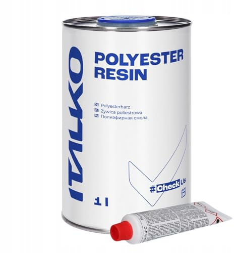 ITALKO Résine polyester 1 l avec kit de durcisseur - Résine de réparation pour voiture, bateau, construction - Kit de résine GFK pour réparation stratifié - Résine pour métal, bois, fibre de verre
