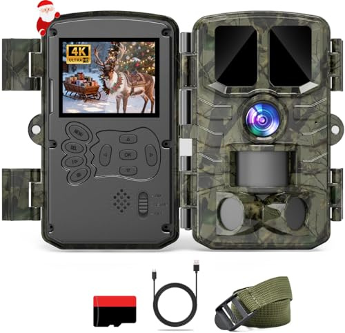 Coolifepro Wildkamera 60MP 4K HD, Wildtierkamera mit Bewegungsmelder Nachtsicht, 850nm IR LED Nachtkamera, 120° Weitwinkel mit 32GB Karte, für Tierbeobachtung und Sicherheitsüberwachung