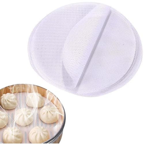 LEOUEANR 12pcs Silicone Steamer Mat, 28cm Round Non-Stick Steamer Liner, Reusable Dumpling Mesh Pads for Steaming Buns, Bread & Pastries, Baking Mats for Kitchen