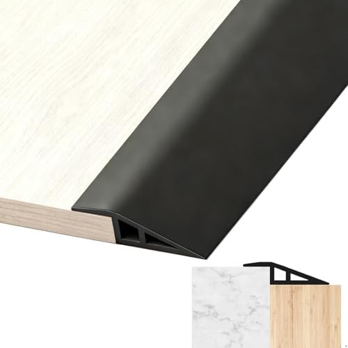 PVC Übergangsprofil Selbstklebend, 1M * 5CM Türschwellen Leiste, Übergangsleiste für 5mm bis 10mm, Übergangsprofil Höhenausgleich für Parkettböden Laminate Schwellen, Wasserdichte Türschwellenrampe