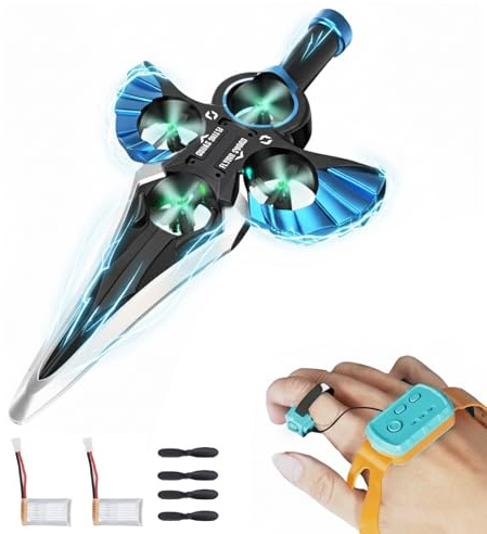 Elprico Ferngesteuertes Fliegendes Schwert, RC-Flugzeug mit Gestenerkennung und LED-Lichtern, Leichter Schaumstoffgleiter mit Stabilem Flug für Kinder und Erwachsene (Blue)