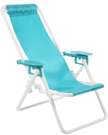 FRCOLOR Faltbarer Kleiner Strandstuhl aus Kunststoff Miniatur Liegestuhl mit Stabilem Rahmen Tragbarer Klappstuhl für Puppenhaus und Outdoor Deko