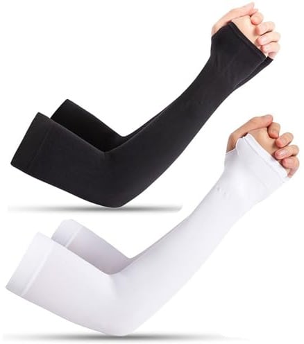 2 Pairs of Gaming Sleeves with UV Protection and Cooling Effect - UPF 50+ Arm Sleeves for Men and Women, Volleyball, Cycling, Golf, Cycling Arm Protectors