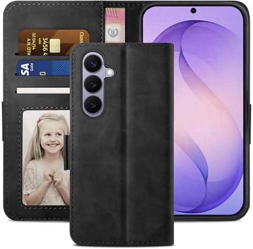 YATWIN für Handyhülle Samsung Galaxy S26 Hülle, Premium Schutzhülle Klappbar für Samsung S26 Hülle Leder mit Kartenfach Ständer Magnet, Handytasche für Galaxy S26 Klapphülle, Schwarz