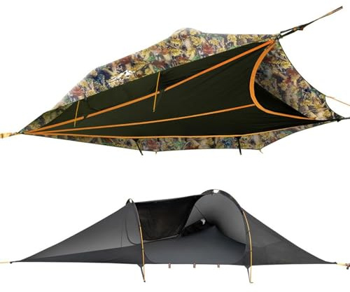 HUGDSB Outdoor-Camping-Hängemattenzelt, große Dreieck-Hängematten for 1–3 Personen – tragbares Camping-Moskitonetz for draußen, Wanderreisen(Camouflage)