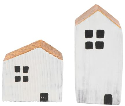 UKCOCO 2 Stück Holzhaus Deko aus Synthetischem Material Kreative Einfache Hausform für Wohnzimmer und Kinderzimmer Feine Verarbeitung Einzigartige Tischdekoration