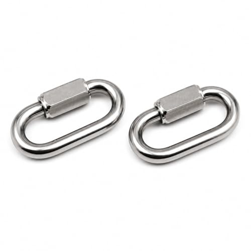 Kettennotglied, Schraubverbinder, Kettenverbinder, Schnellverschluss, Edelstahl A4 / V4A / AISI 316, rostfrei in den Größen von 3 mm - 10 mm (4 mm (2 Stück))