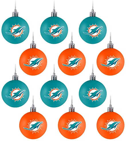 NFL Football Kunststoff Ball Urlaub Baum Ornament Set (12 Stück) – Pick Team weiß
