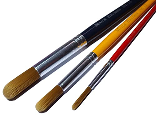 Major Brushes Golden Nylon Short Round Coloured Brushes - Pack of 30