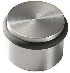 Türstopper zur Bodenmontage, massiver Edelstahl, Ø3,4 cm, Höhe 2,4 cm, Abstandshalter Türpuffer, Wandschutz, Bodenbefestigung, Bodentürstopper Gummiring, Made in Germany - PHOS Design