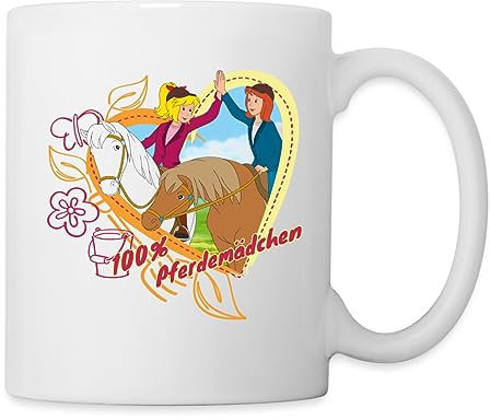 Spreadshirt Bibi Und Tina Pferdemädchen Herz Tasse, One size, Weiß