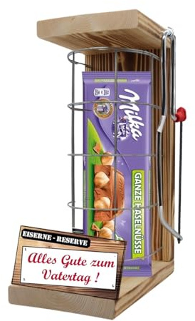 Vatertagsgeschenk für Papa - Vatertag Geschenk - Milka Haselnuss Alpenmilch - Eiserne Reserve Gitter mit Säge - Geschenkset Männer Frauen -r- Alles Gute zum Vatertag
