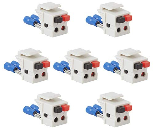 VSEER Speaker Keystone Jack – Spring Loaded Speaker Jack for Keystone Wall Plate, Female to Female, for Home Theater Wall Plates - White (7 Pack)
