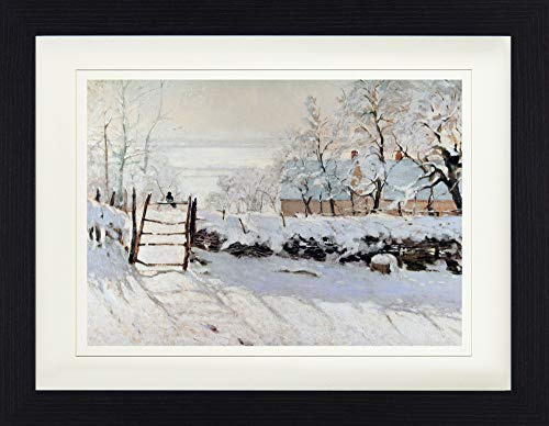 1art1 Claude Monet Poster Die Elster, 1868-69 Gerahmtes Bild Mit Edlem Passepartout | Wand-Bilder | Im Bilderrahmen 40x30 cm