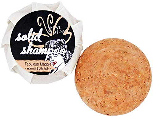 Festes Shampoo, 75 g, dünnes/normales bis fettendes Haar, Fabulous Maggie, sulfatfrei, fester Shampoobar aus mildem Tensid | Duft nach Zuckerwatte & gebrannten Mandeln