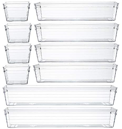 Backerysupply transparente Kunststoff-Schubladenablage für Kosmetikschrank, Ablageschale für Make-up, Küchenutensilien, Schmuck und Gadgets