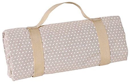 Les Jardins de la Comtesse - Quadratische Tischdecke Beige mit weißen Punkten - Baumwolle und beschichtete Rückseite/Polyester - für 2 bis 4 Personen - Auch für Gartentisch - 140 x 140 cm