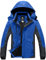 GEMYSE Herren Wasserdichte Berg-Skijacke Winddichte Fleece Outdoor-Winterjacke mit Kapuze (Himmelblau Grau,L)
