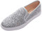 Feversole Women's Fashion Slip-On Trainer Casual Flat Loafers，Skater Pumps Trainers Sneakers Shoes Pure Silver Glitter Size 7