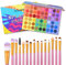 Kit per il trucco degli ombretti, 54 colori Eyeshadow Palette e 15pcs Set pennelli ,6 in 1 per gli occhi, lucidi e opachi glitterati