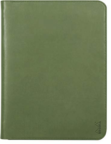 Rhodia 168118C - Konferenzmappe Rhodiarama 25,5x34 cm, mit Etui, dehnbare Haupttasche, 2 flache Reißverschlusstaschen, Kartenfächer, Stiftehalter, Cover aus Kunstleder Salbei, 1 Stück