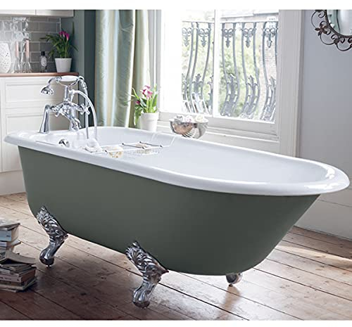 Casa Padrino Baignoire en Fonte de Luxe Gris Clair/Blanc 170 cm - Baignoire îlot - Mobilier de Salle de Bain Baroque