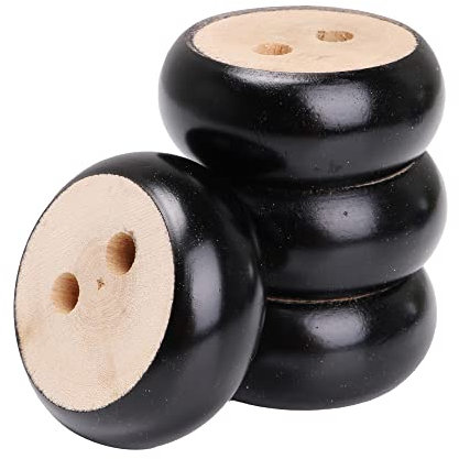 logyues Lot de 4 pieds de meuble ronds en bois Noir 3 x 7 cm