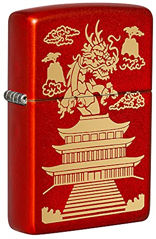 Zippo Sturmfeuerzeug - Modell Eastern - Metallic Red Finish mit Color Image - Nachfüllbar - Wiederverwendbar - Windfestes Design - Geschenkbox - Made in USA