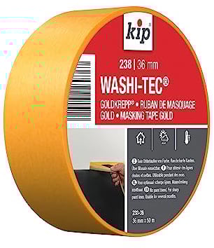 Kip Präzises Maler-Kreppband, 36 mm x 50 m, zum Malen und Dekorieren, rasiermesserscharfe Linien, Washi, Gold