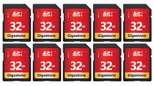 GIGASTONE 32GB 10 Pack SD Card UHS-I U1 Class 10 SDHC Memory Card High-Speed Full HD Video Canon Nikon Sony Pentax Kodak Olympus Panasonic Digital Camera, with 10 Mini Cases