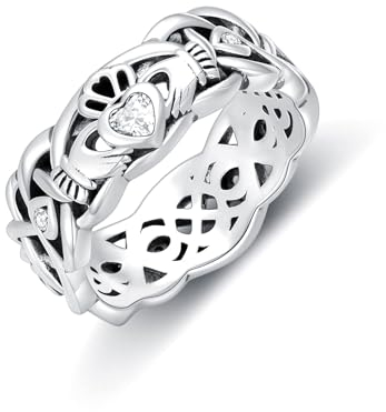 Seiyang Irische Herz Claddagh Ring mit AAA Zirkonia Irische Damen Ringe Silber 925 (10)