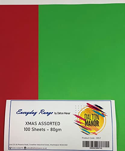 DALTON MANOR Weihnachtspapier, A4, 80 g/m², sortiert, 100 Blatt