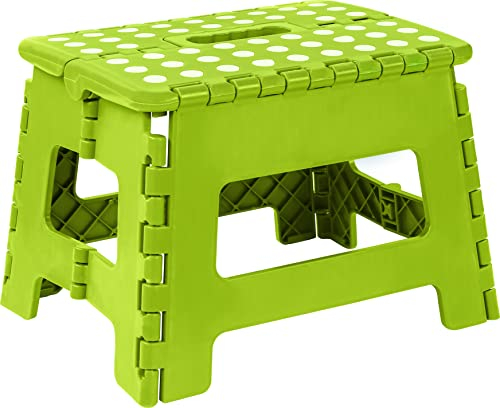 Utopia Home Faltbarer Tritthocker 9 Zoll, Anti-Rutsch-Oberfläche für Kinder und Erwachsene, tragbarer Kunststoff Klapphocker mit Tragegriff, 300 lbs Belastbarkeit, 1er Pack, Grün