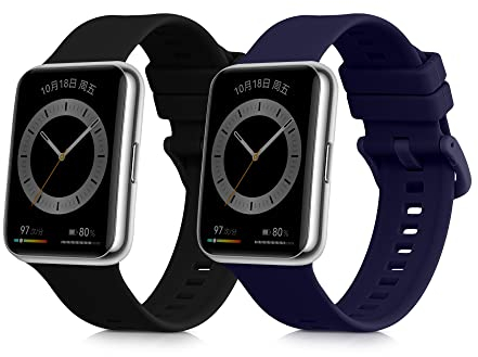 kwmobile 2X Cinturino TPU Silicone Fibbia Compatibile con Huawei Watch Fit 2 Cinturino - Cinturini 14-22 cm