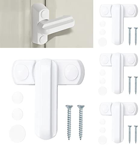 Window Locks, 4 PCS Window Sash Jammer with Fixing Screws Window Buckle, Window Anti-Theft Lock for Various UPVC/PVC Doors and Windows Zinc Cast Alloy White