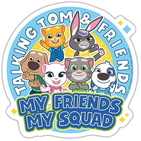 Spreadshirt Talking Tom & Friends Meine Freunde Sticker, max. 10x10 cm, 10 x 10 cm, Mattweiß