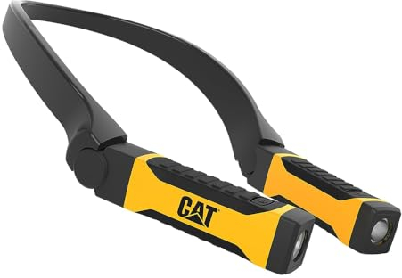 Caterpillar Lampe de cou rechargeable 300 Lumens Chargeur USB Portée 25 m Etanche IPX6